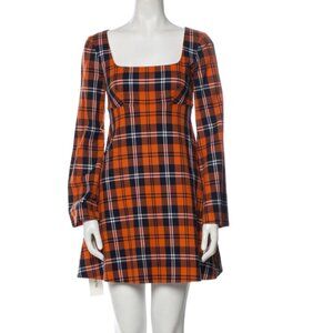 STAUD Plaid Print Mini Dress Size: XS | US 2 Wells